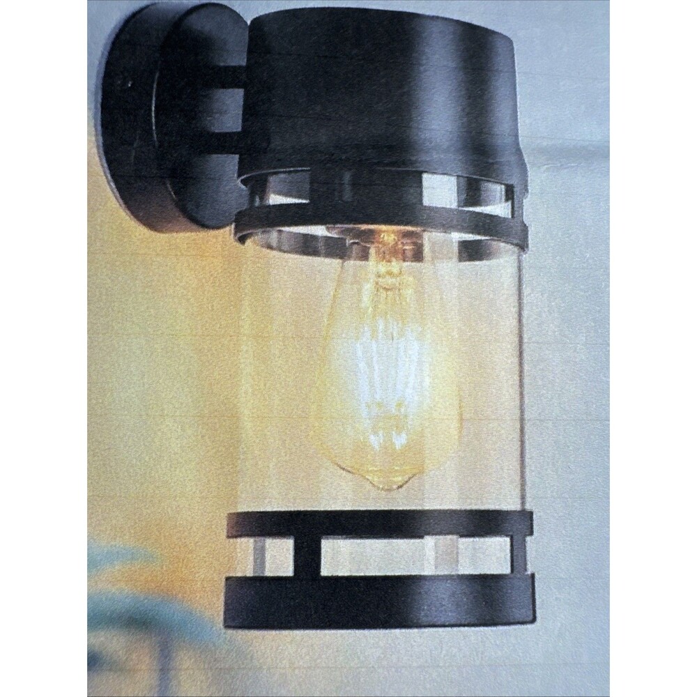 1Modern Large Outdoor Waterproof Wall Sconce 1 Light E26 Socket BaseClear Black
